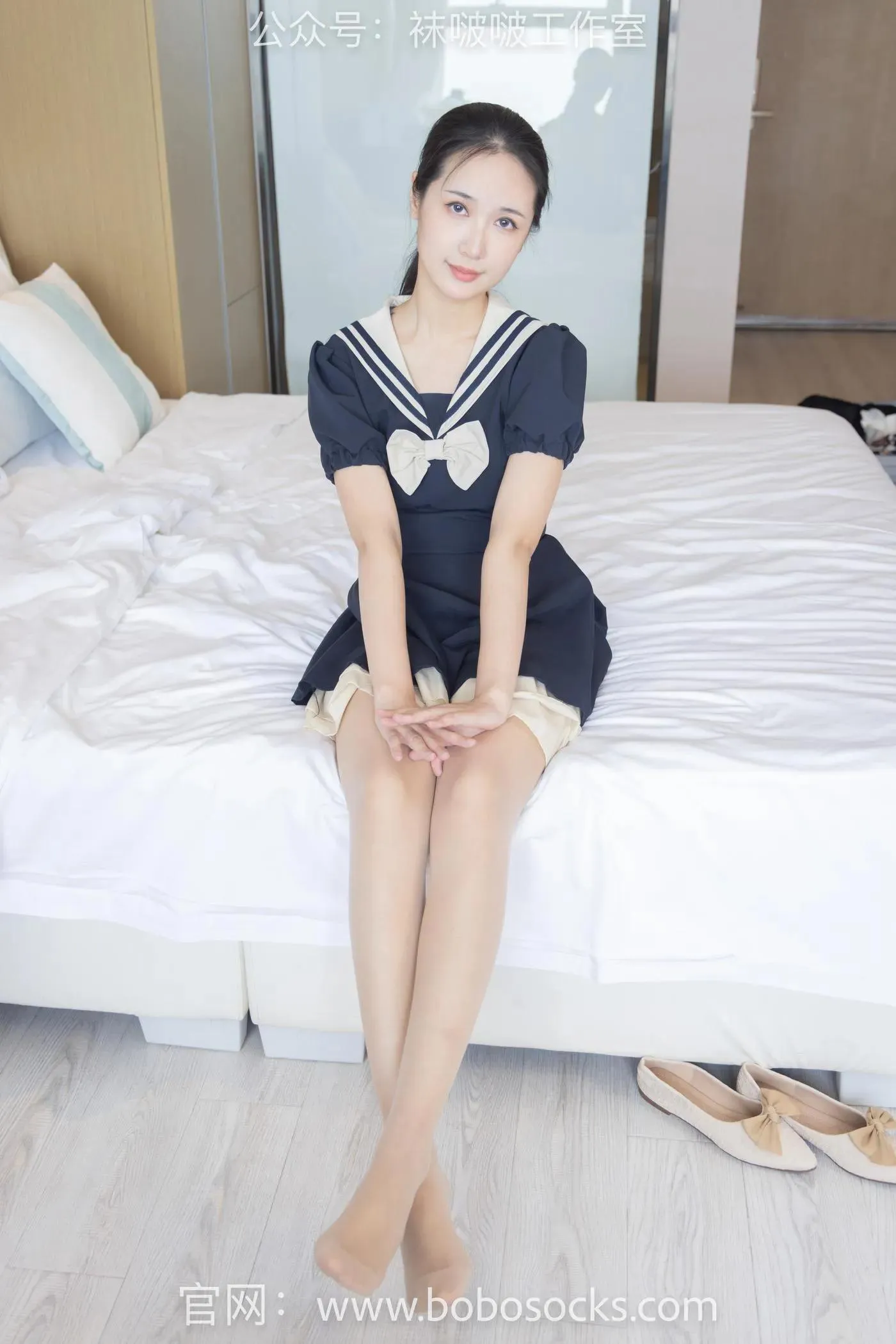 [BoBoSocks袜啵啵]NO.107 小安-平底鞋、白棉袜、肉丝 [140P]插图9